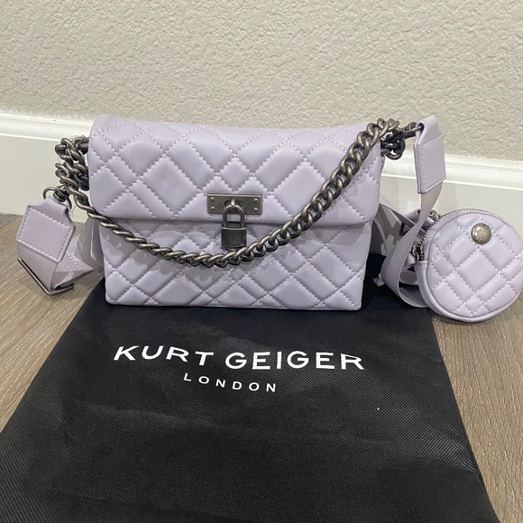 New💜 Kurt Geiger London Light Pastel Purple Brixton Lock Medium Shoulder Bag - Picture 5 of 9